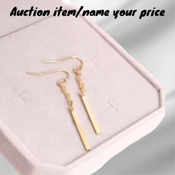 ⏳💝Auction NAME YOUR PRICE Vintage Gold Plated Chain Tassels Bar Drop Earring - Picture 1 of 5